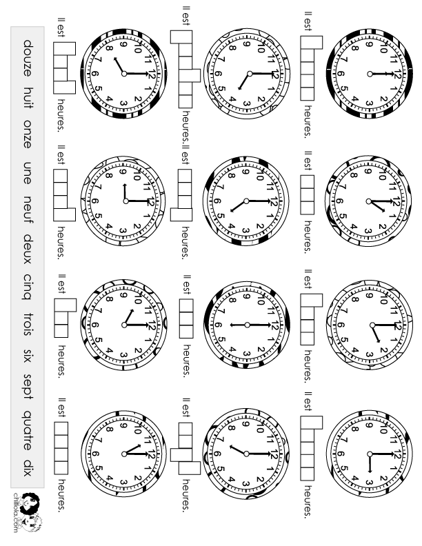 time worksheet french